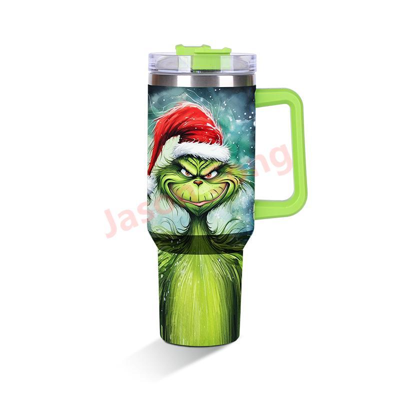 40OZ Mugs with Grinch Printed Christmas Gift Mixed Color Shipped from China by Sea