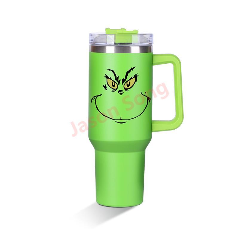40OZ Mugs with Grinch Printed Christmas Gift Mixed Color Shipped from China by Sea