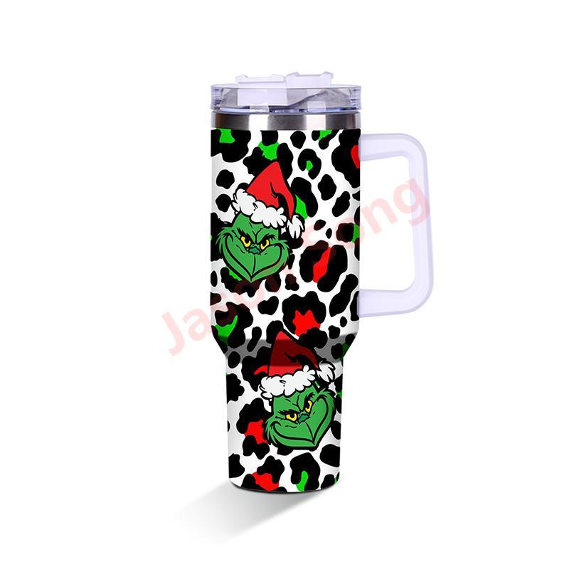 40OZ Mugs with Grinch Printed Christmas Gift Mixed Color Shipped from China by Sea