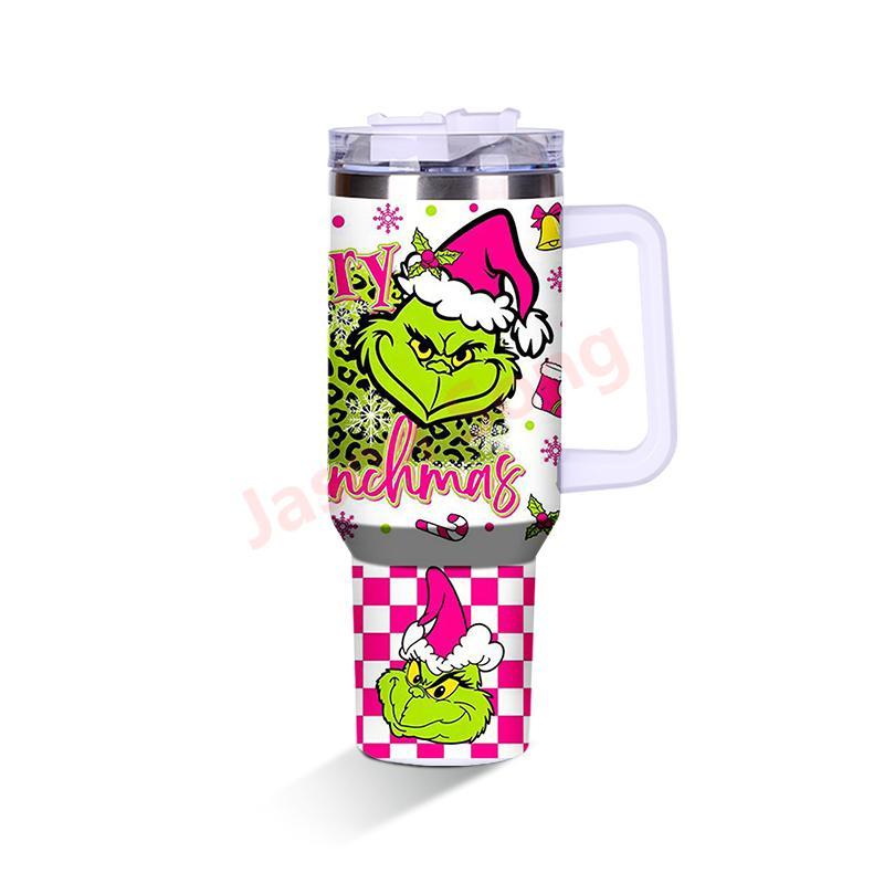 40OZ Mugs with Grinch Printed Christmas Gift Mixed Color Shipped from China by Sea