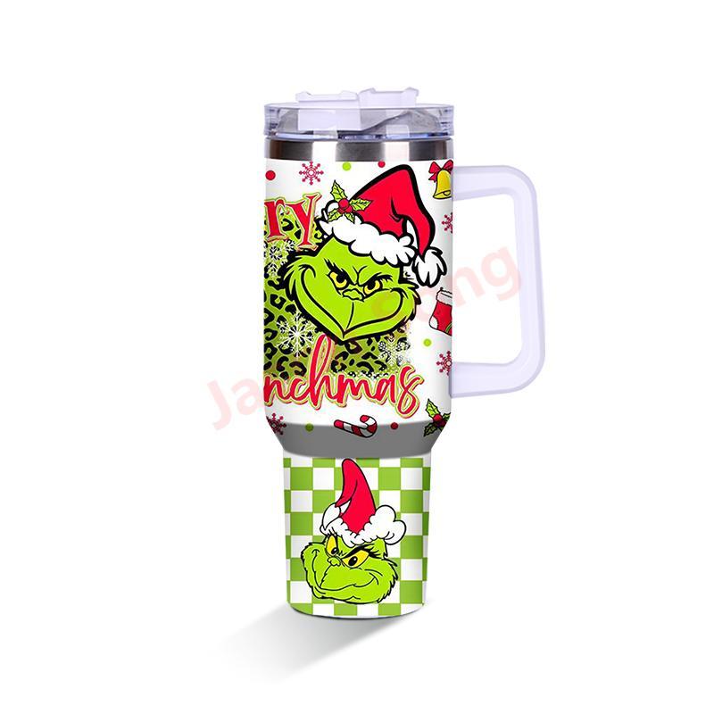 40OZ Mugs with Grinch Printed Christmas Gift Mixed Color Shipped from China by Sea