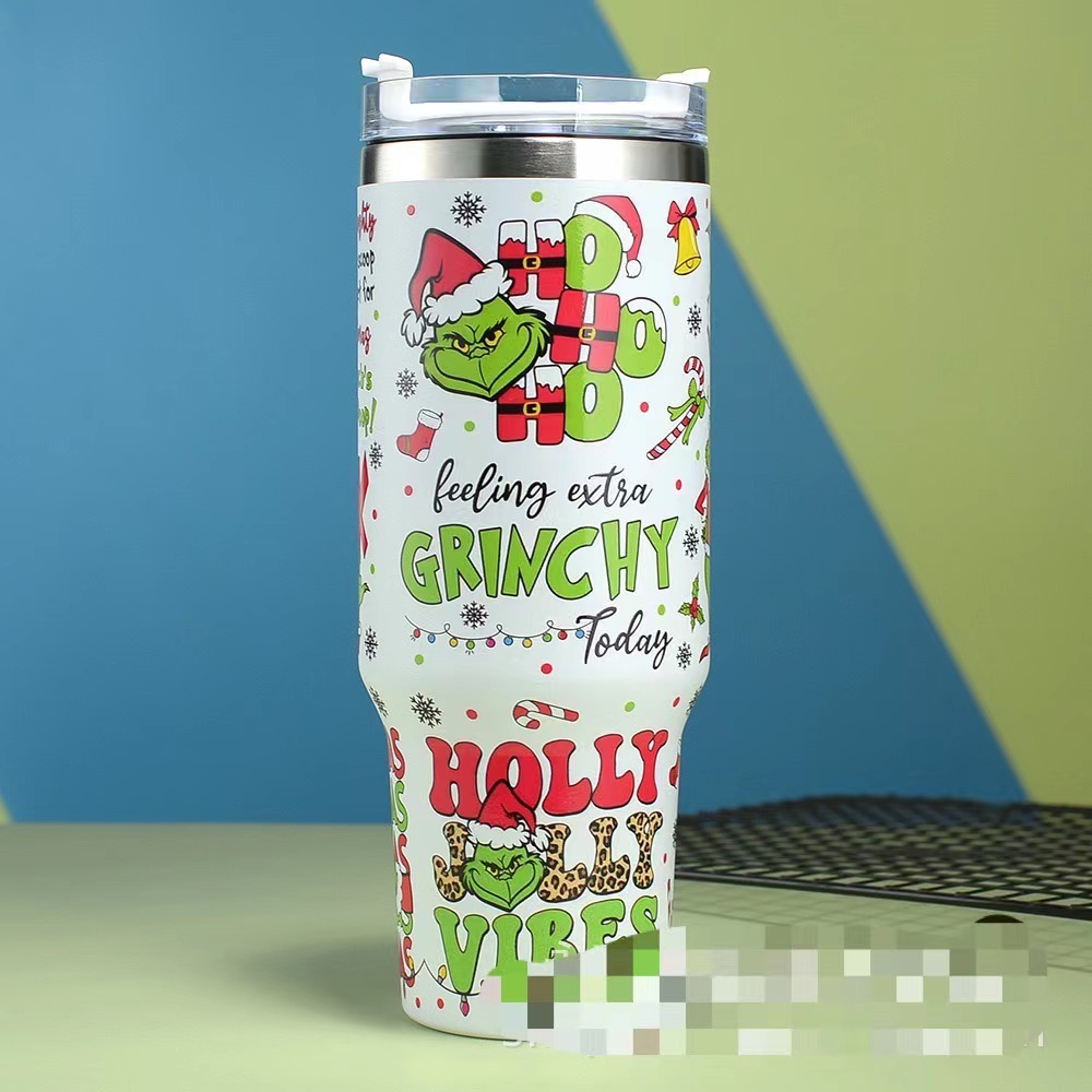 40OZ Mugs With Grinch 5D Printed Christmas Gift 4 Colors Mixed