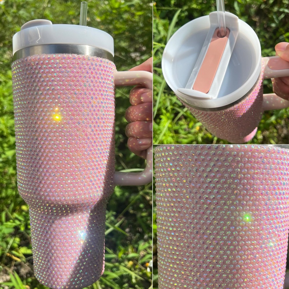 40OZ Rhinostones None Sublimation Travel Mugs