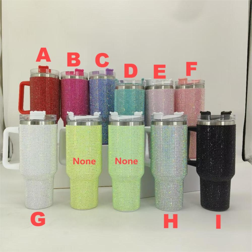 40OZ Rhinostones None Sublimation Travel Mugs