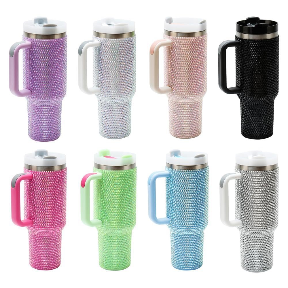 40OZ Rhinostones None Sublimation Travel Mugs