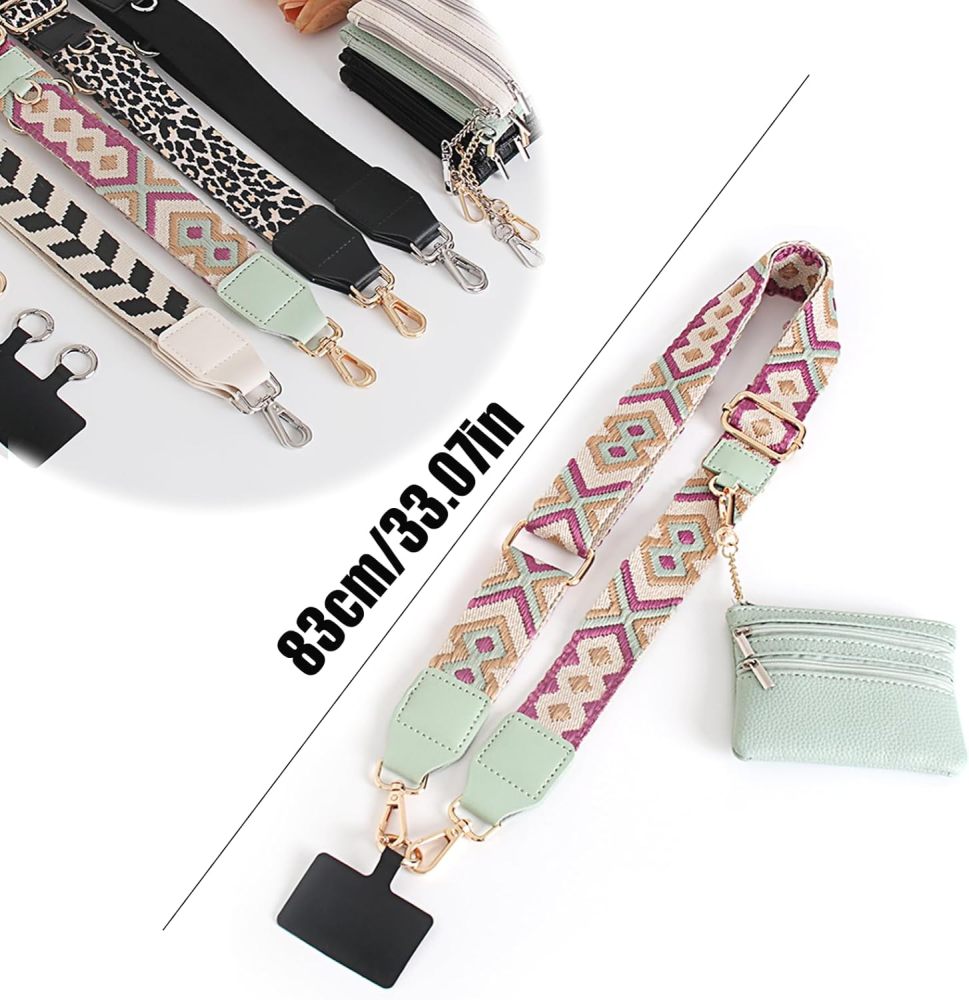 Clip and Go Strap for Phone with Wallet Crossbody,Phone Strap with Zippered Pouch,Adjustable Phone Lanyard Crossbody