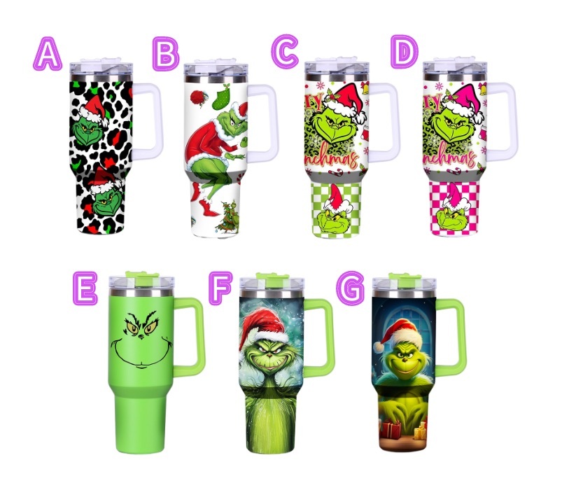 40OZ Mugs with Grinch Printed Christmas Gift Mixed Color Shipped from China by Sea