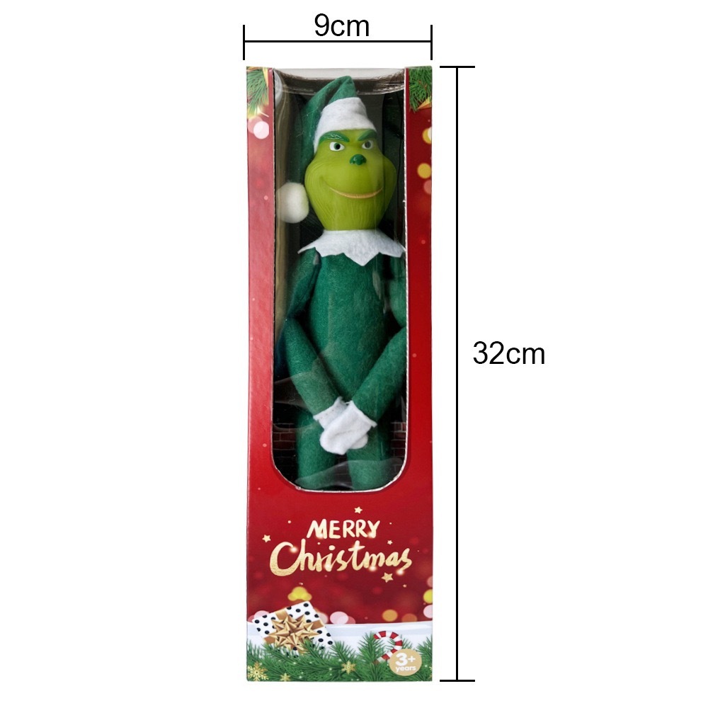 Chinese Warehouse Christmas PVC 32*9cm Grinch ELF Doll