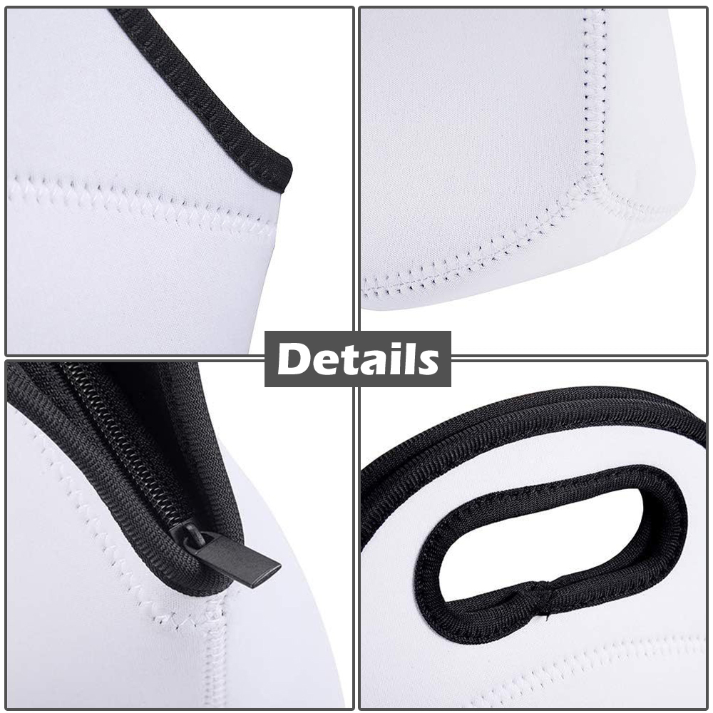 Sublimation Lunch Tote Bags Double Sides White With Black Bottom