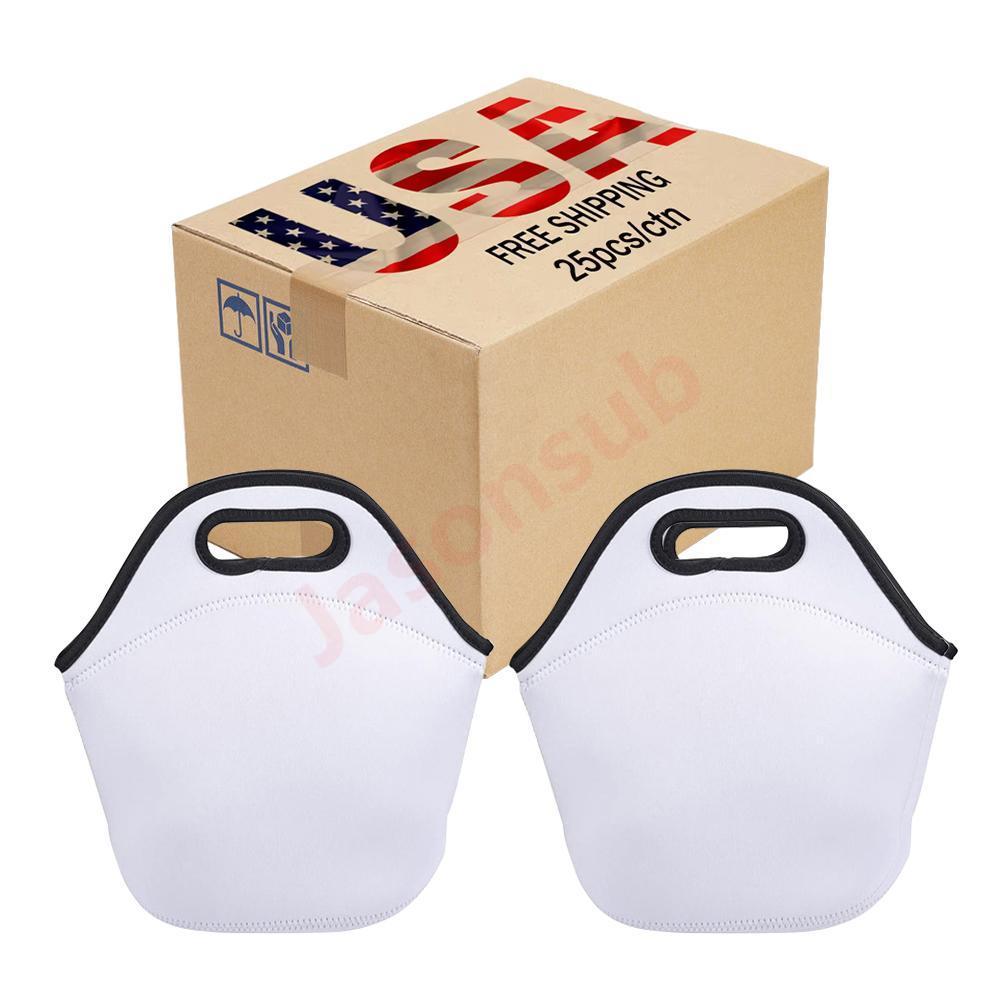 Sublimation Lunch Tote Bags Double Sides White With Black Bottom