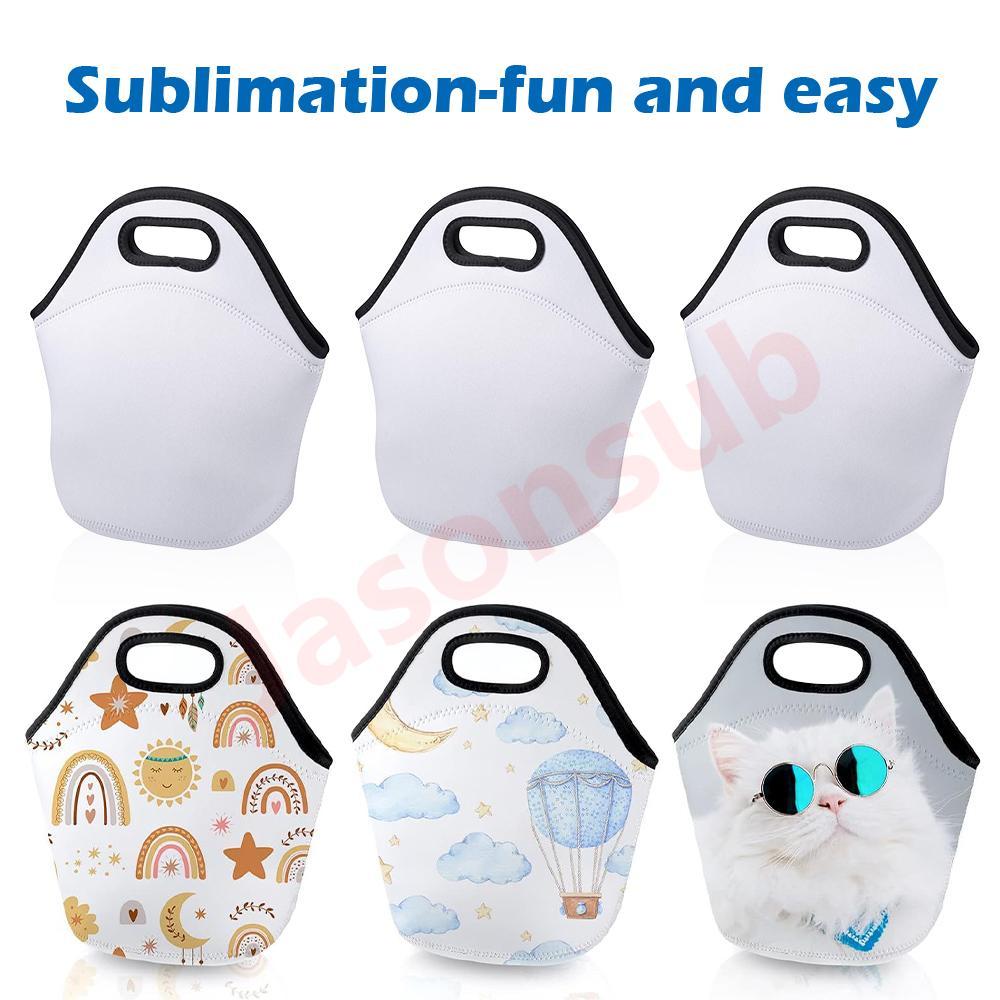 Sublimation Lunch Tote Bags Double Sides White With Black Bottom