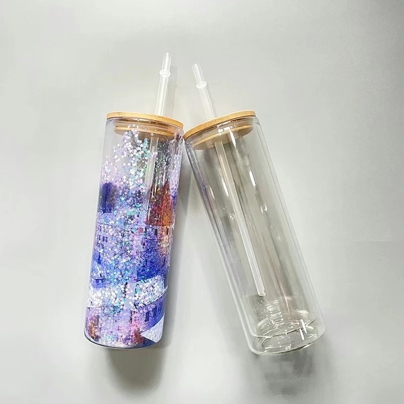 16/20OZ  Snowglobe Double Wall Glass Tumblers