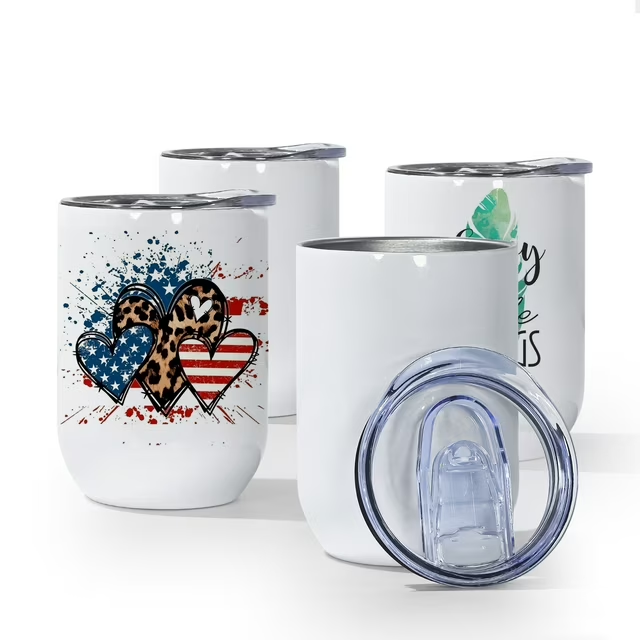 12OZ Straight Edge White Sublimation Wine Tumbler Shipped From US Warehouse