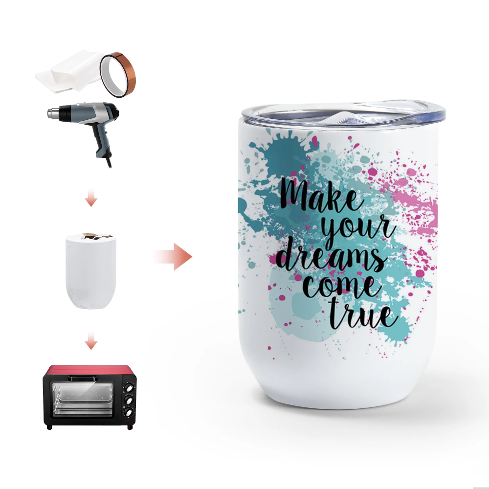 12OZ Straight Edge White Sublimation Wine Tumbler Shipped From US Warehouse