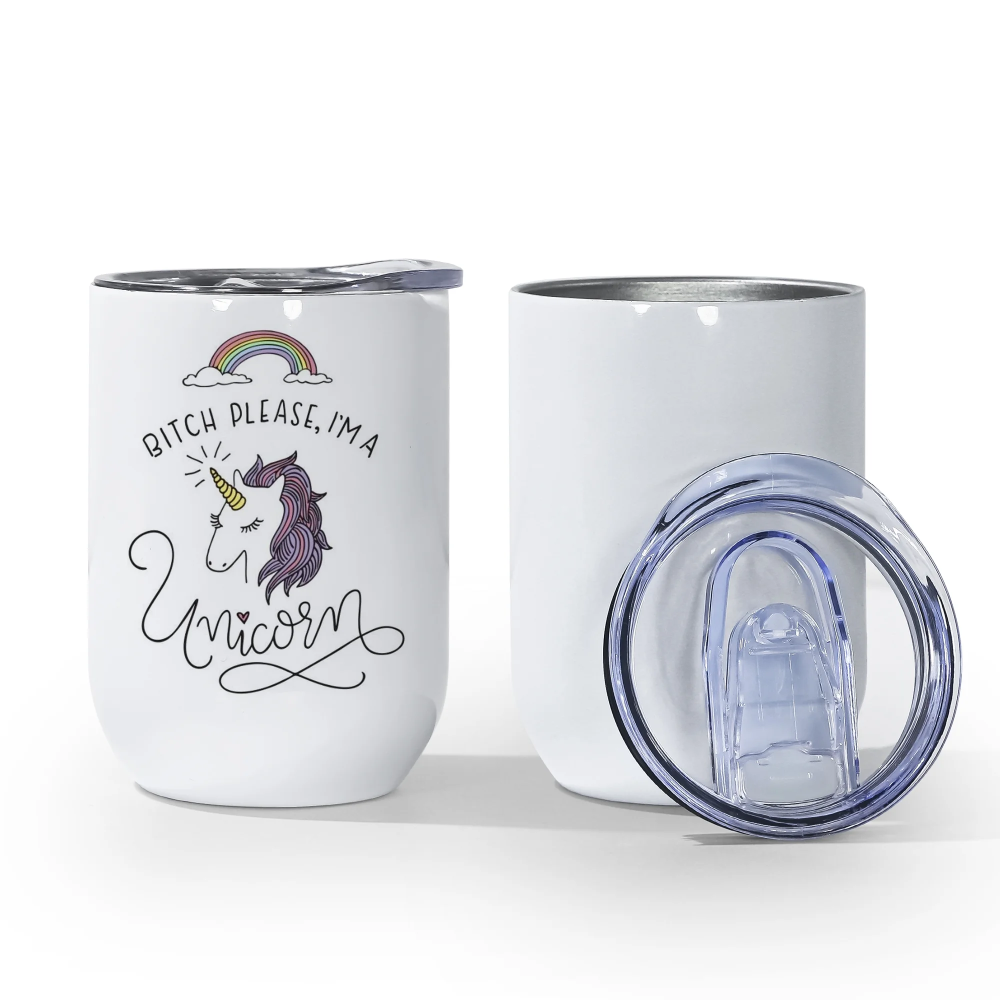 12OZ Straight Edge White Sublimation Wine Tumbler Shipped From US Warehouse