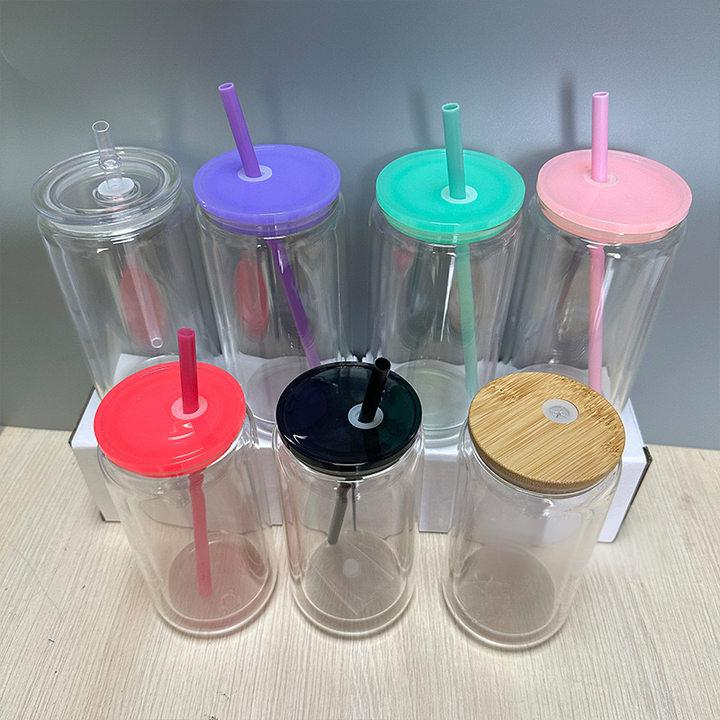 16OZ Plastic Snowglobe Cup With Colored And Straws