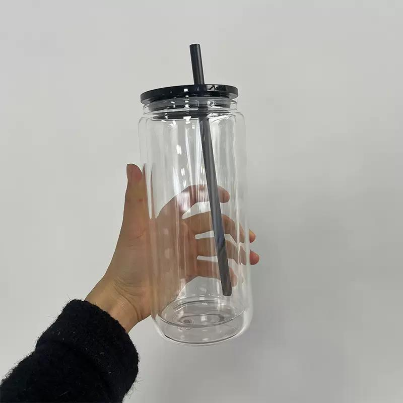 16OZ Plastic Snowglobe Cup With Colored And Straws