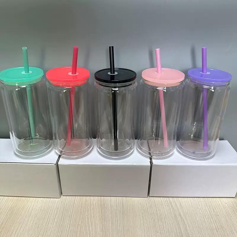 16OZ Plastic Snowglobe Cup With Colored And Straws