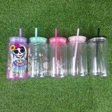 16OZ Plastic Snowglobe Cup With Colored And Straws