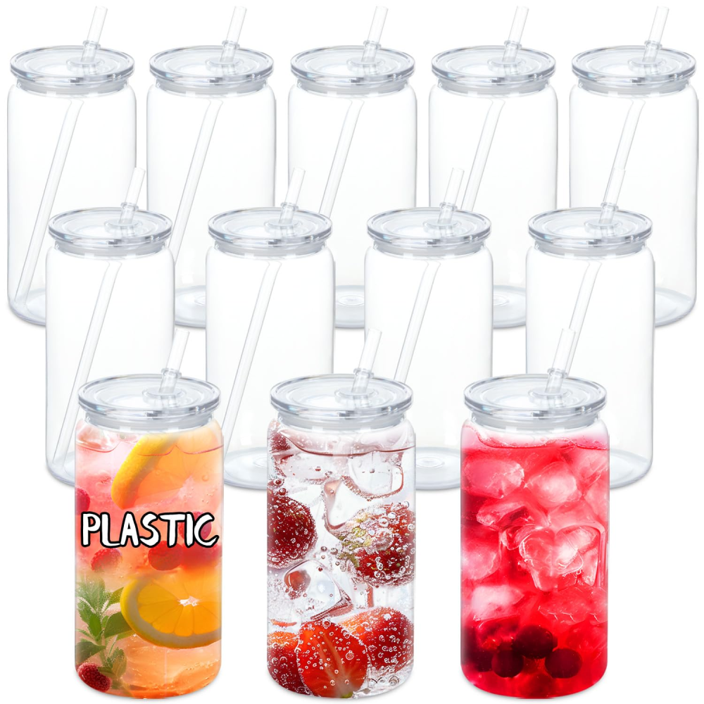 16OZ Plastic Snowglobe Cup With Clear Straws And Lids