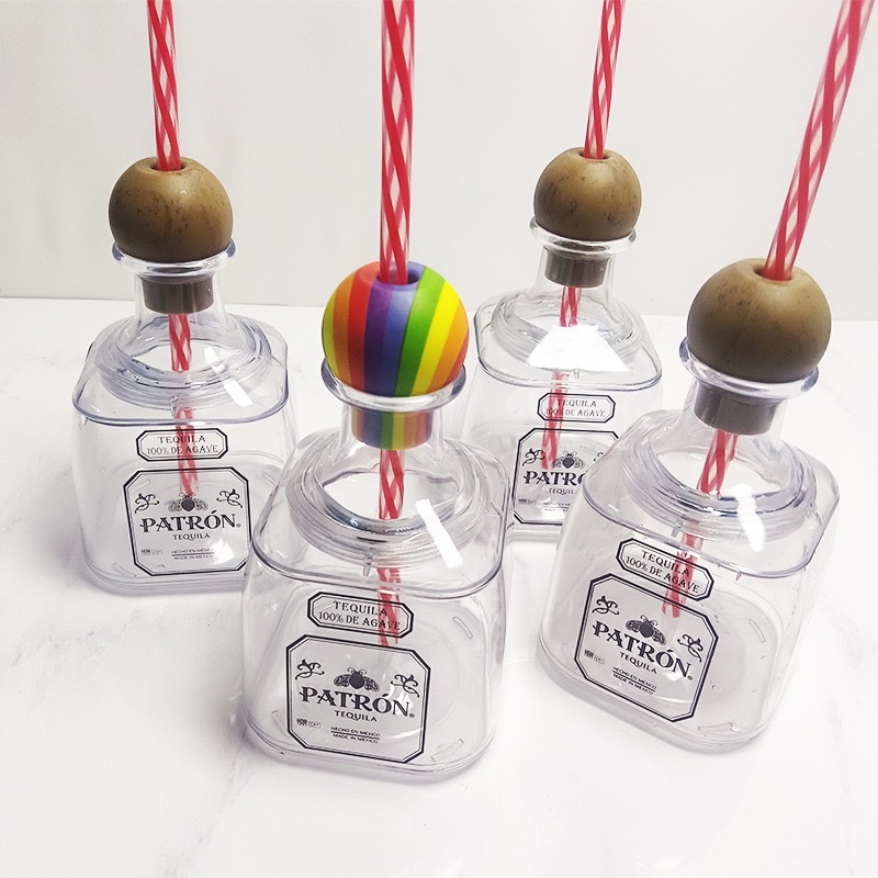 375ml Reusable Mini Patron Tequila Bottles With Straws Shipped From China