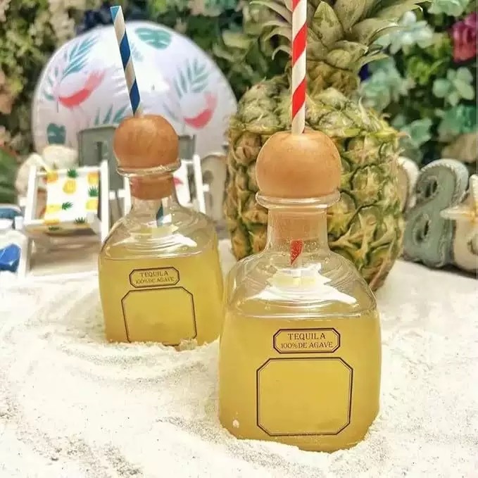 375ml Reusable Mini Patron Tequila Bottles With Straws Shipped From China