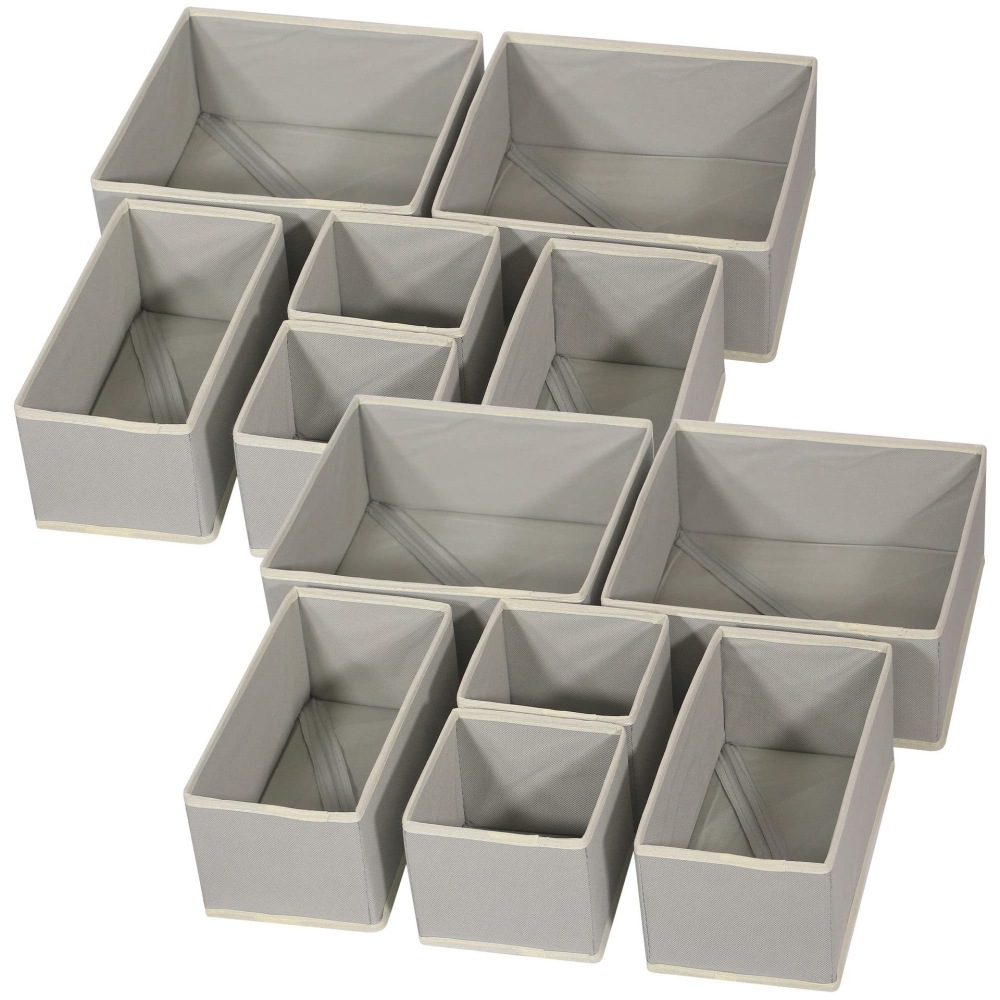 12 Pack Foldable Drawer Organizers Dividers Storage Bins For Clothing Underwear