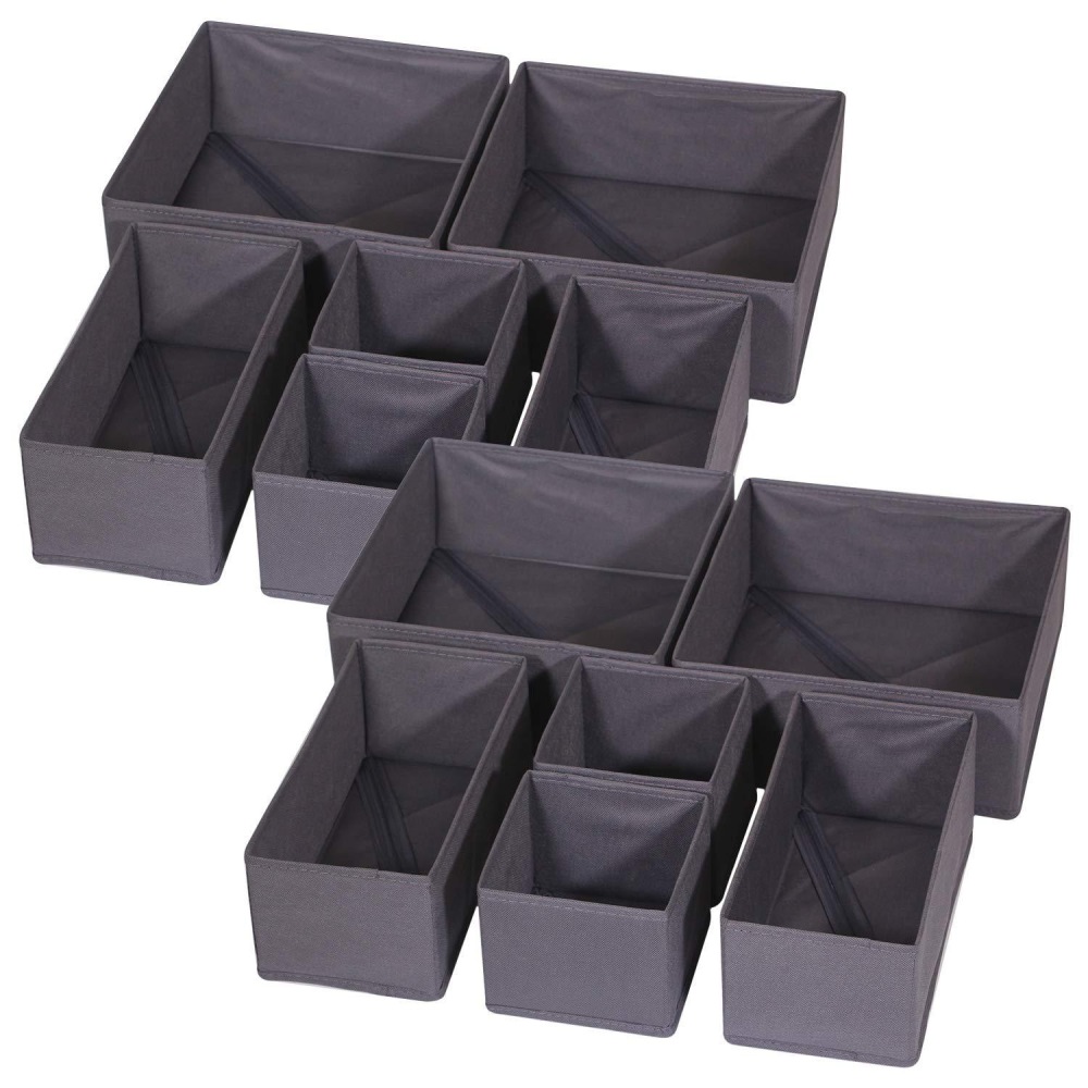 12 Pack Foldable Drawer Organizers Dividers Storage Bins For Clothing Underwear