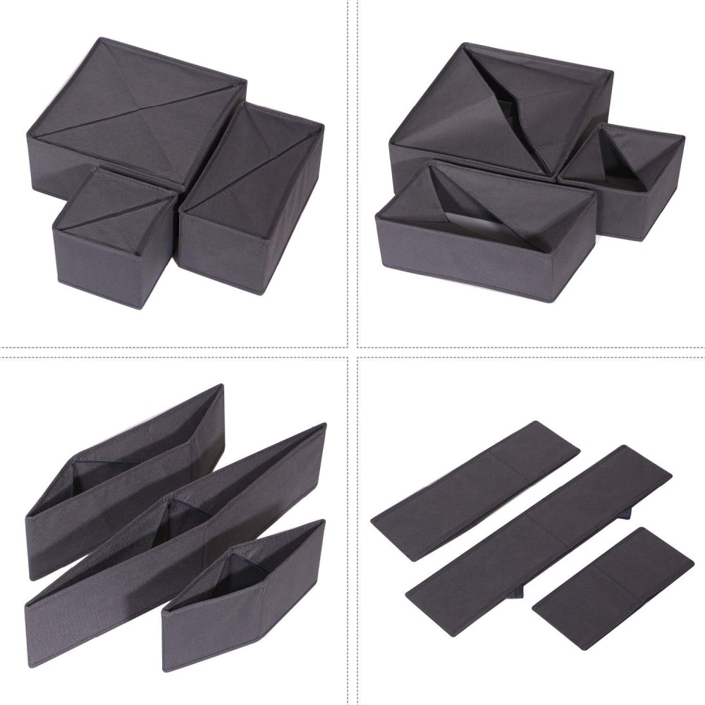 12 Pack Foldable Drawer Organizers Dividers Storage Bins For Clothing Underwear