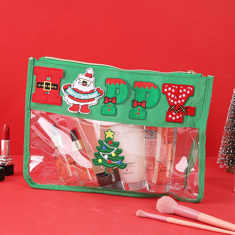 Christmas Chenille Embroidered Letter Makeup Storage Bag