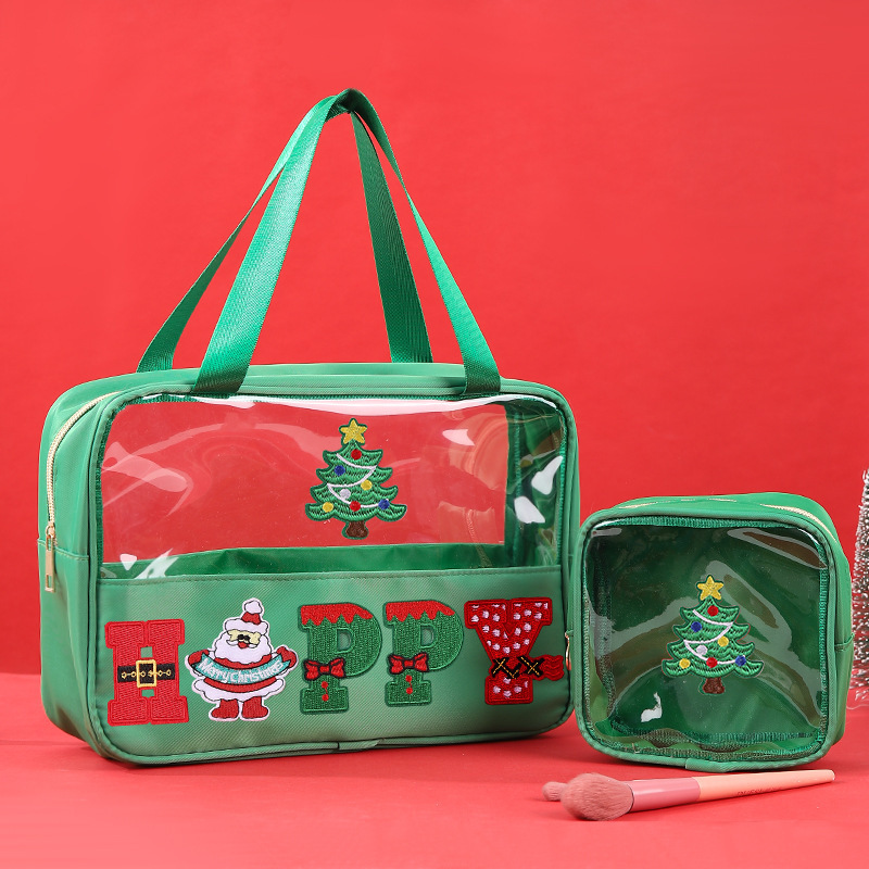 Christmas Chenille Embroidered Letter Makeup Storage Bag