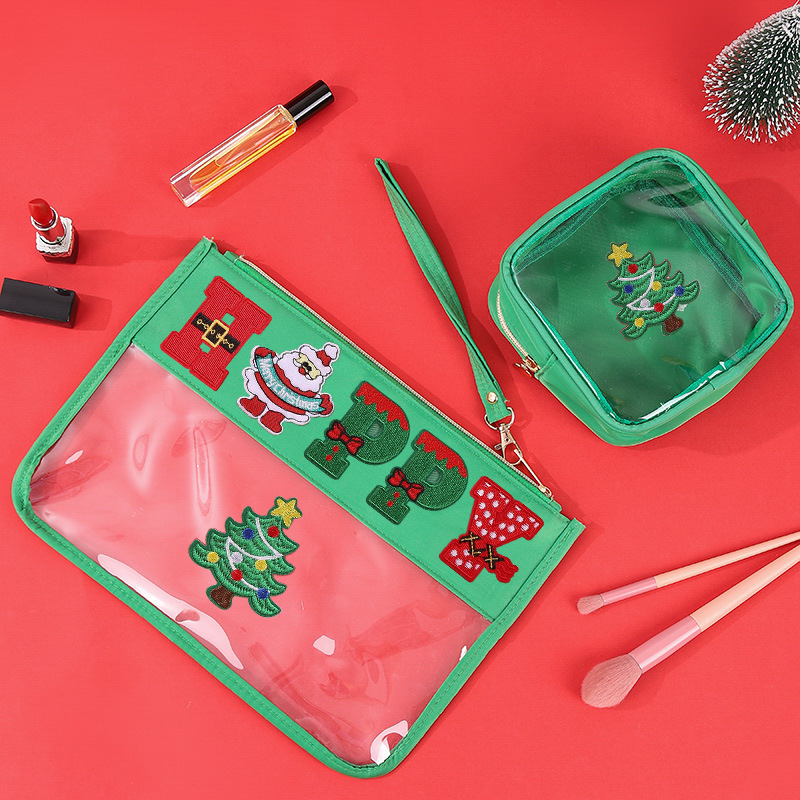 Christmas Chenille Embroidered Letter Makeup Storage Bag