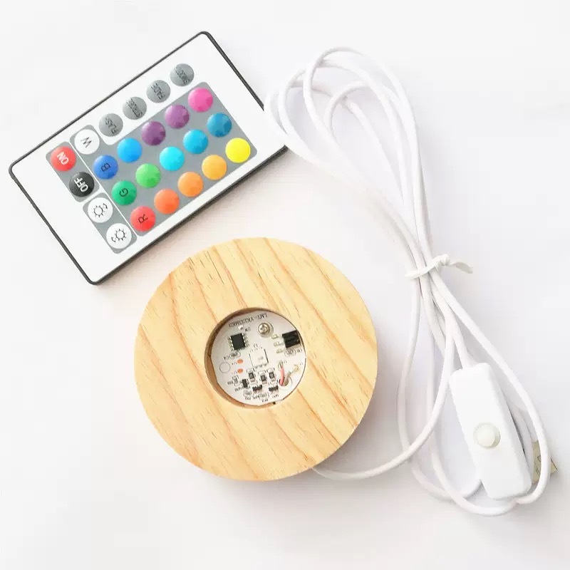 Circular Solid Wood Luminous LED Base