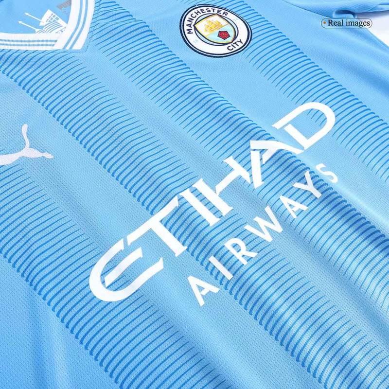 Manchester City HAALAND #9 GREALISH #10 DE BRUYNE #17 STONES #5 J.ALVAREZ #19 FODEN #47 Japanese Tour Printing Home Jersey 2023/24