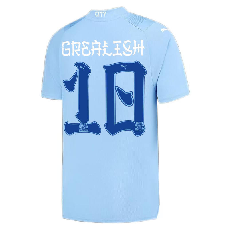 Manchester City HAALAND #9 GREALISH #10 DE BRUYNE #17 STONES #5 J.ALVAREZ #19 FODEN #47 Japanese Tour Printing Home Jersey 2023/24