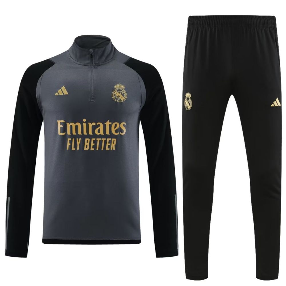 Real Madrid Zipper Sweat Kit(Top+Pants) Grey 2023/24