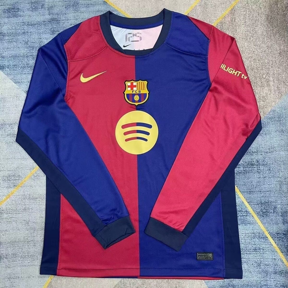 Barcelona Home Jersey Without Logo Text Long Sleeve 2024/25