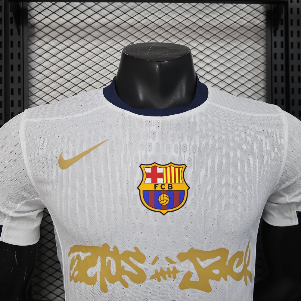 2025/26 Barcelona White Special Barça x Spotify x Travis Scott Player Version Jersey 