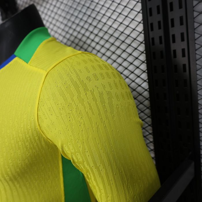 2025/26 Brazil Home Jersey Player Version Long Sleeve