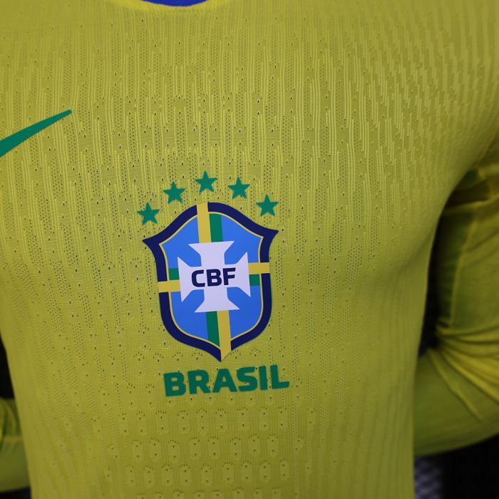 2025/26 Brazil Home Jersey Player Version Long Sleeve