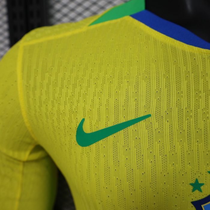 2025/26 Brazil Home Jersey Player Version Long Sleeve