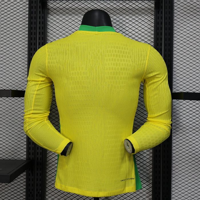 2025/26 Brazil Home Jersey Player Version Long Sleeve