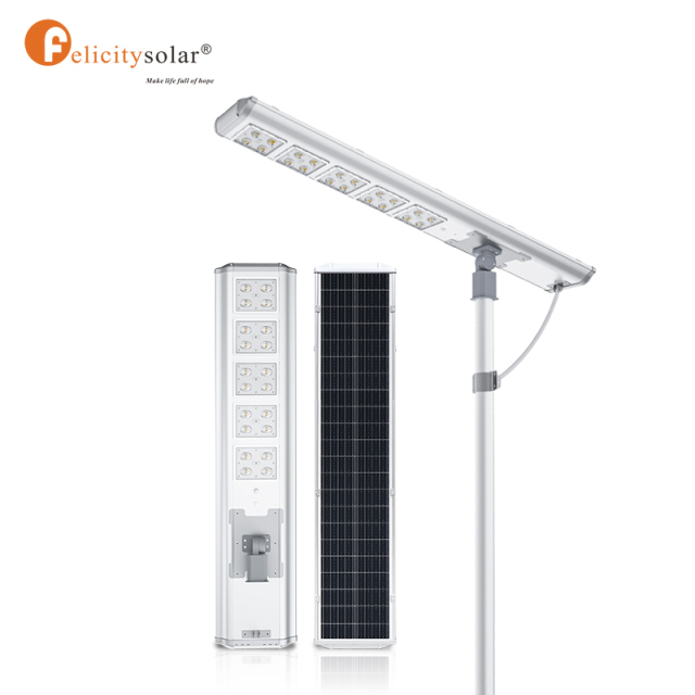 F1 100W 16000lm IP65 Waterproof Commercial LED Sensor Solar Outdoor Solar All in One Light