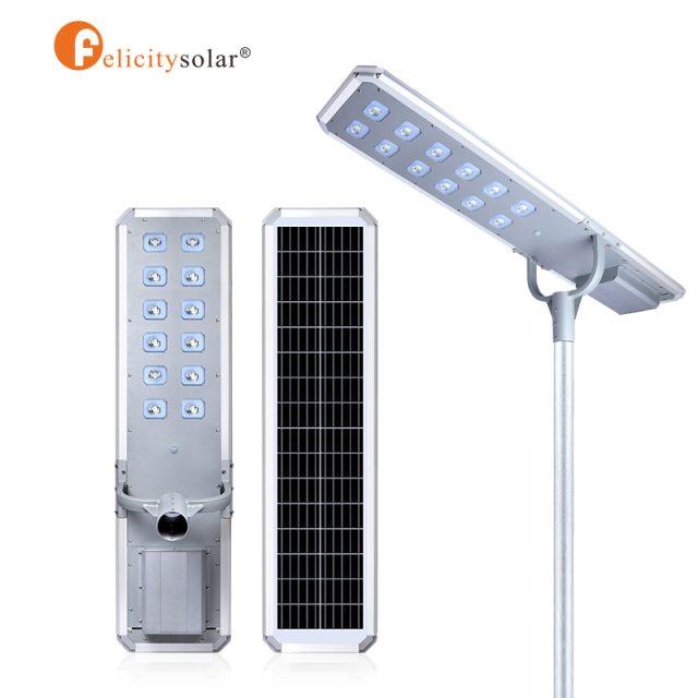 D2-80W Solar Lights Outdoor All in One Solar Street Light 60W 80W 100W Built in Lithium Iron Battery
