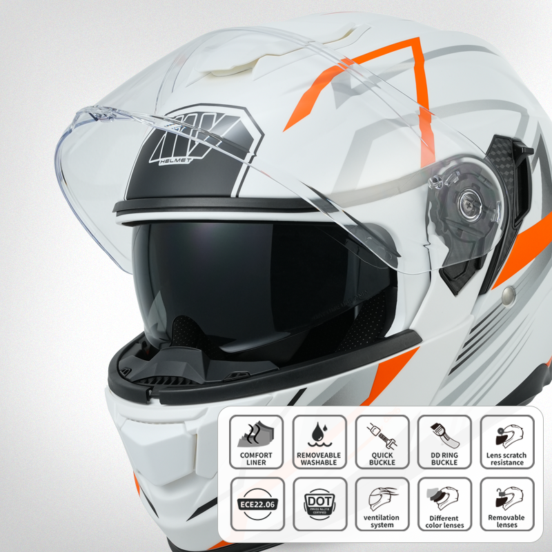 MY motorfiets flip-up integraalhelm 935, ECE 22.06 gecertificeerde modulaire helm met dubbel vizier voor mannen en vrouwen (Mat titanium, M