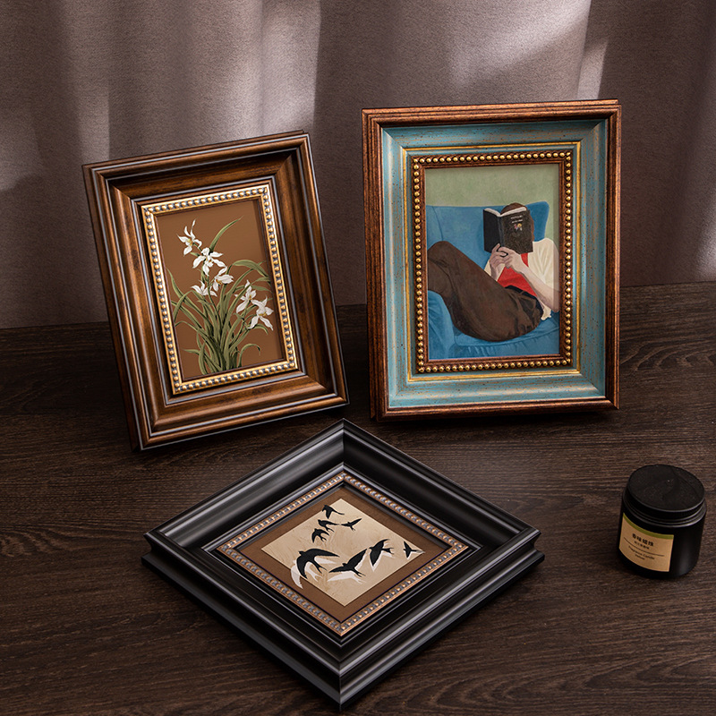 American retro European style photo frames with photo washout, , wall hanging picture frames,