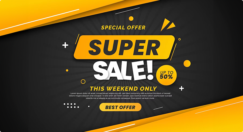 Super sale with up to 50% off on best deals this weekend.