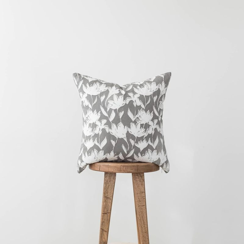 Decorative Boho Throw Pillow Covers - Durable Quality & Machine Washable - 100% Cotton - Fleur Design - 4 Pack
