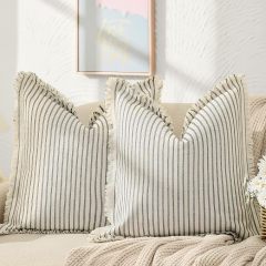 Throw Pillow Covers 18x18 Set of 2 Striped Pillow