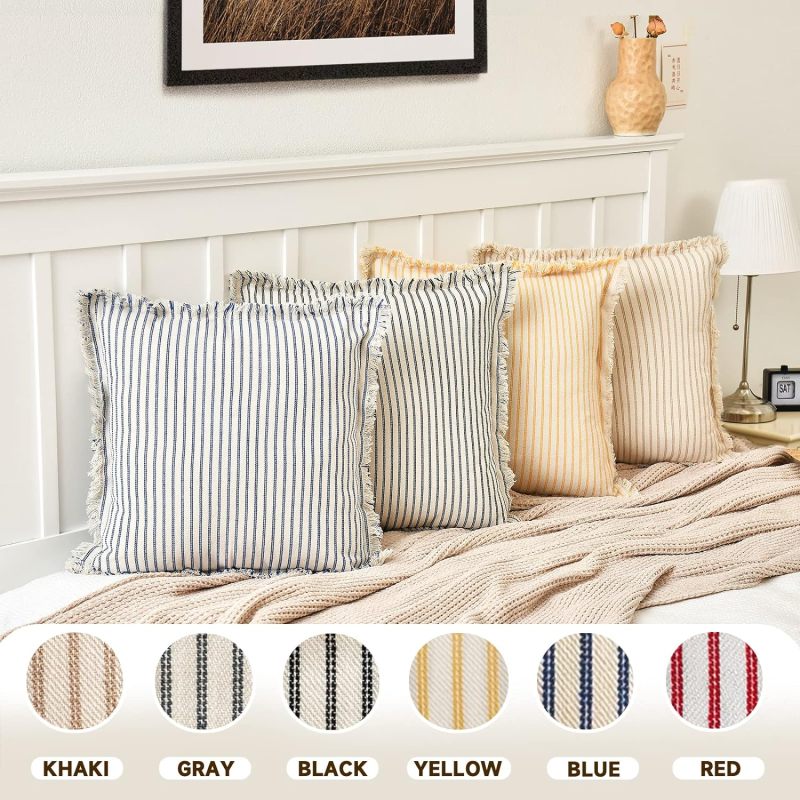 Throw Pillow Covers 18x18 Set of 2 Striped Pillow